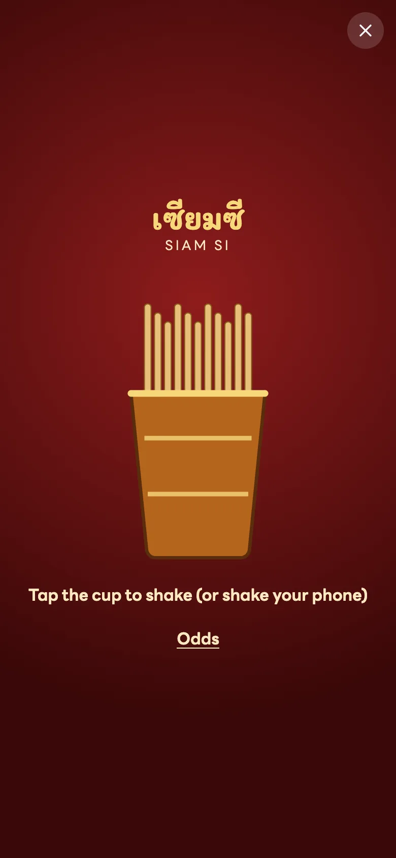 Siam Si fortune cup full of sticks